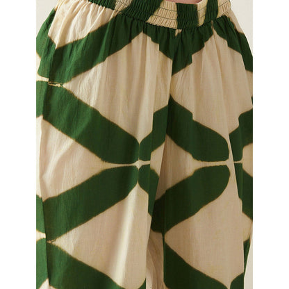 Aavidi By Dimple Green Clamp Printed Embroidered Co-Ord (Set of 2)