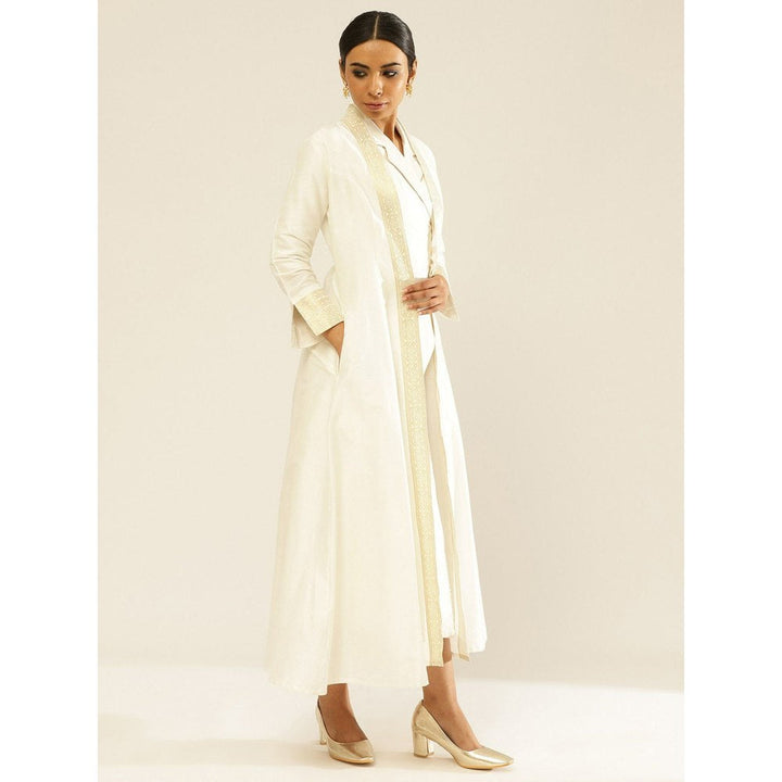 Abhishti Banarasi Jacket Pearl White