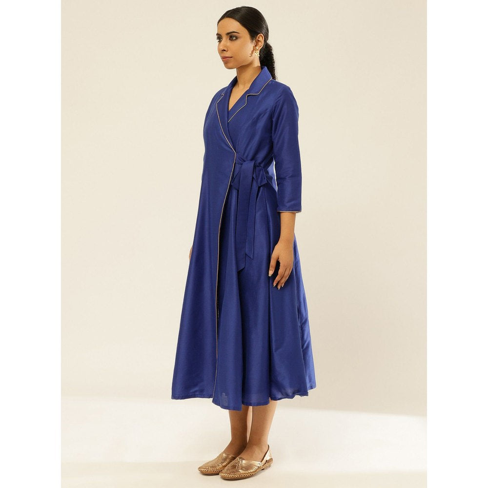 Abhishti Lapel Collared Wrap Dress Imperial Blue