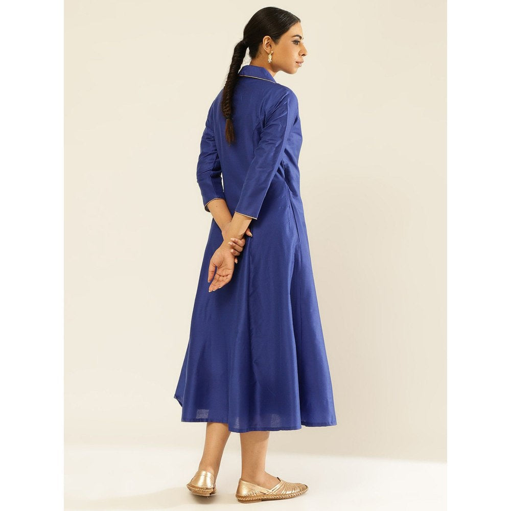 Abhishti Lapel Collared Wrap Dress Imperial Blue