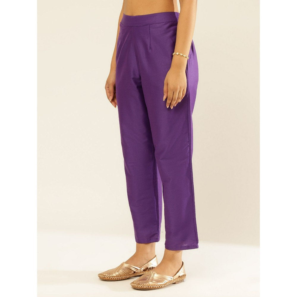 Abhishti Cotton Viscose Straight Pants Velvet Purple