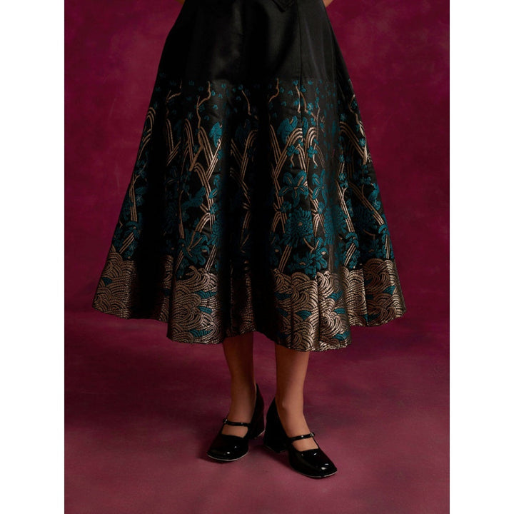 Abhishti Waist Coat Top With Zari Work Skirt Black (Set of 2)