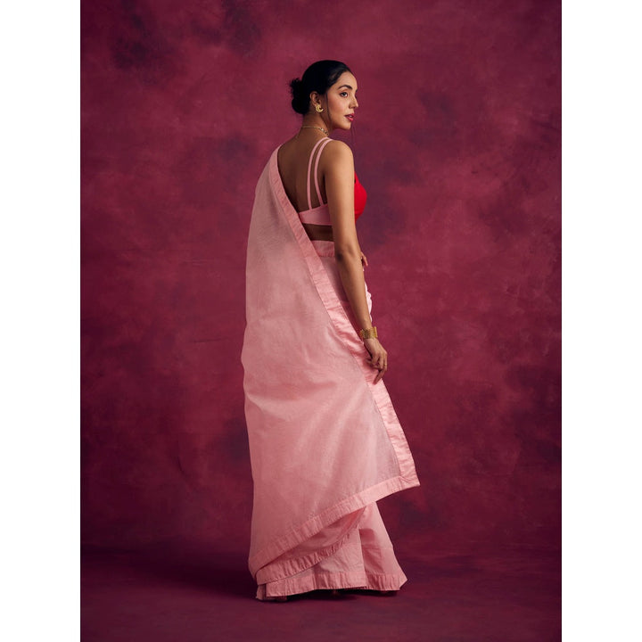 Abhishti Semi Chinia Silk Woven Saree without Blouse -Sakura Pink