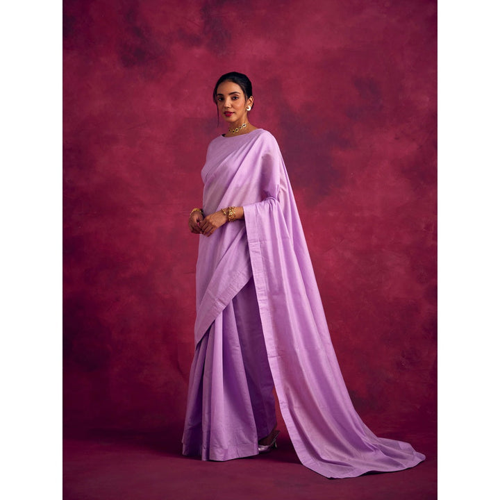 Abhishti Semi Chinia Silk Woven Saree without Blouse -Lavender