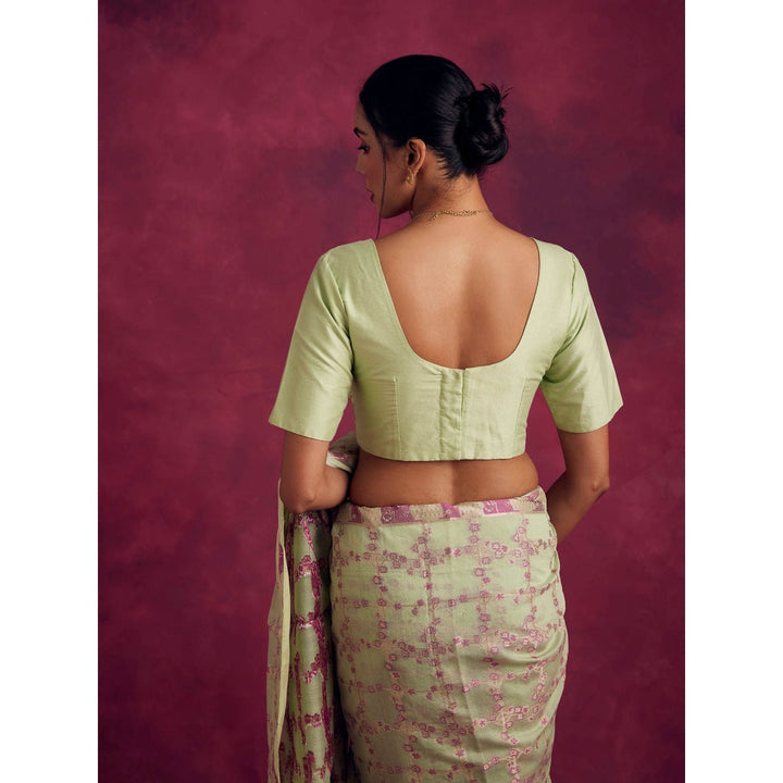 Abhishti Banarasi Blouse With Gota Patti Detail- Pistachio Green