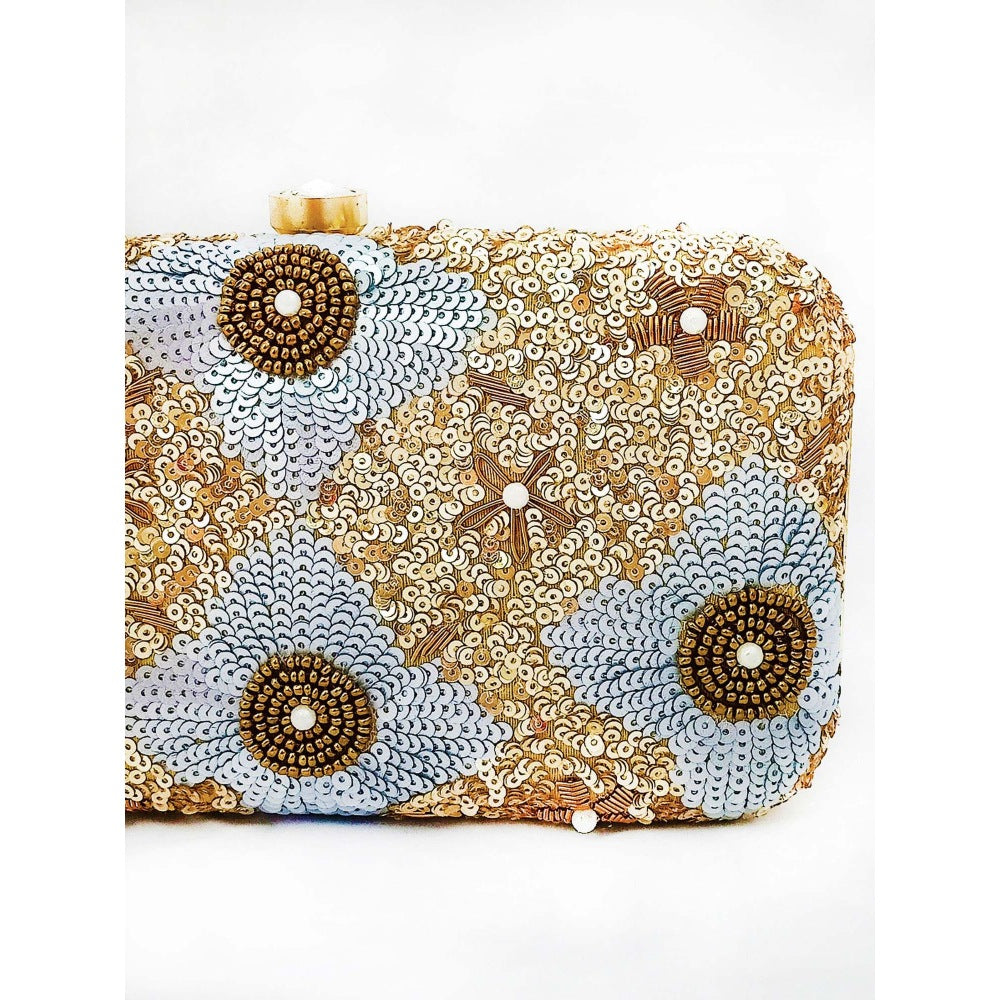 A Clutch Story Shimmer Flower Hand Embroidered Clutch