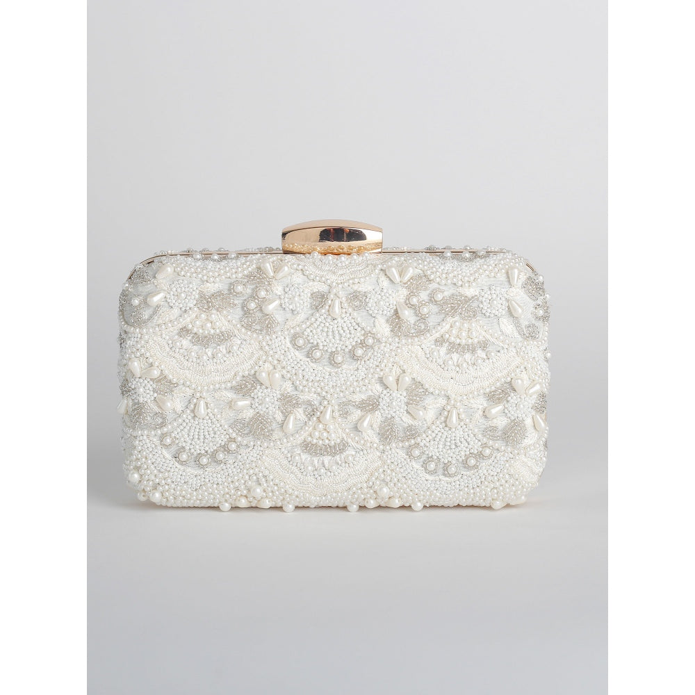 Wedding Clutch Bag -Rose, Silver Handle, Elegant, Buy Now – Luxy Moon