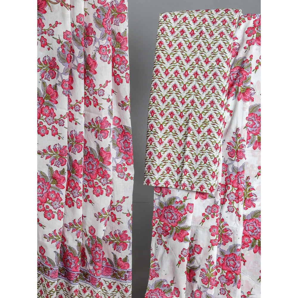 Advit Prints Pink Floral Jaal Suit (Set of 3)
