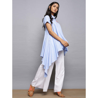 AlterEGO Asymmetrical Blue Embroidered Top