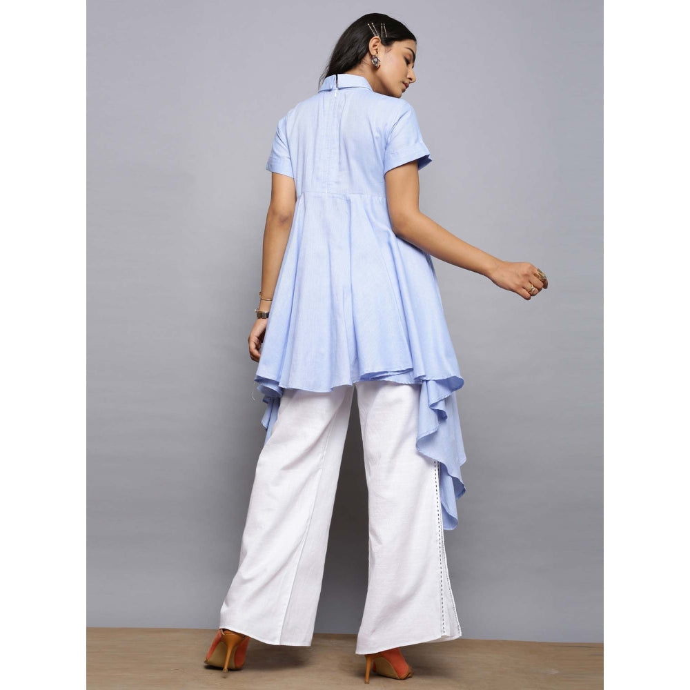 AlterEGO Asymmetrical Blue Embroidered Top