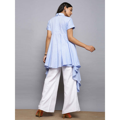 AlterEGO Asymmetrical Blue Embroidered Top
