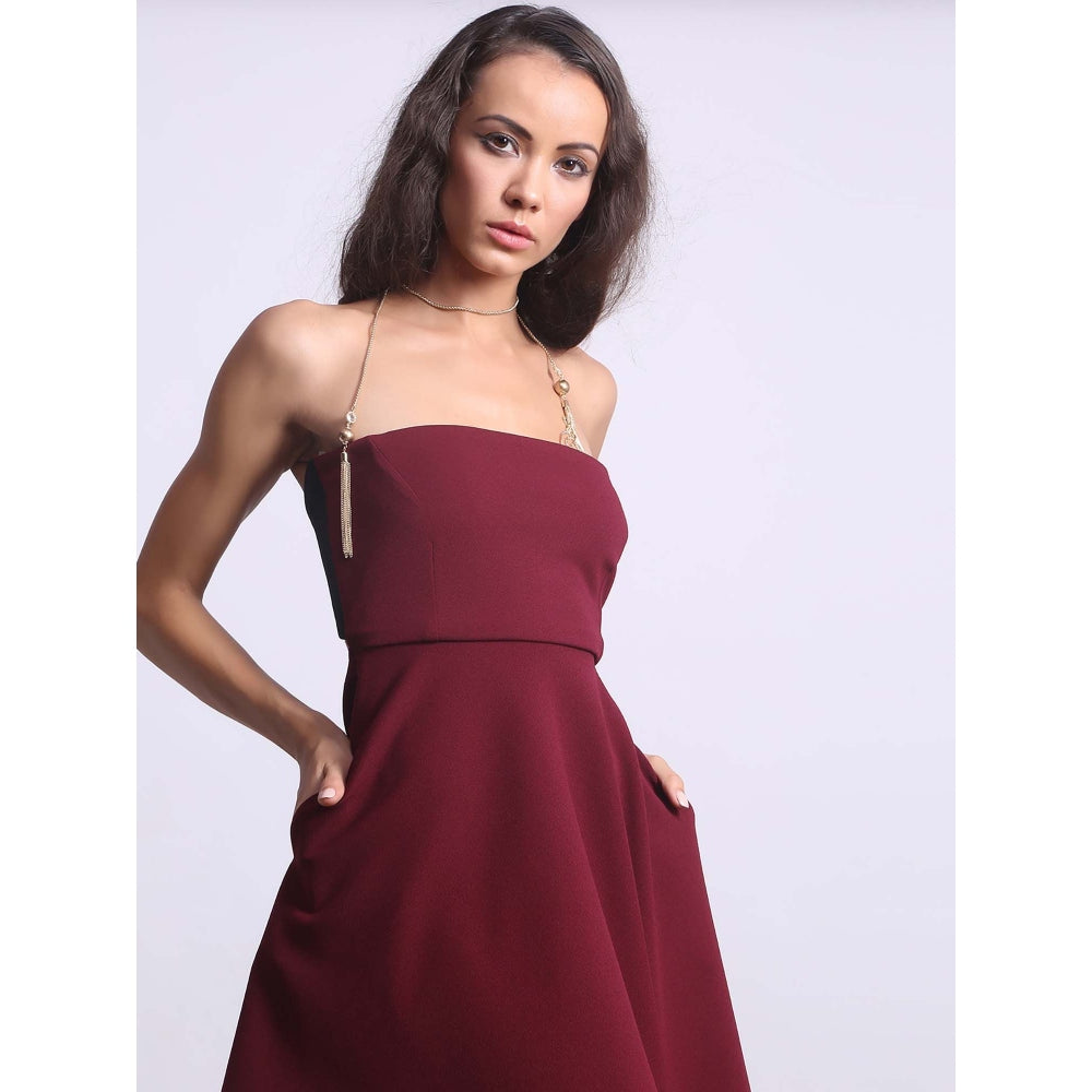 AlterEGO Side Trail Tube Fit and Flare Wine Dress