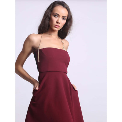 AlterEGO Side Trail Tube Fit and Flare Wine Dress