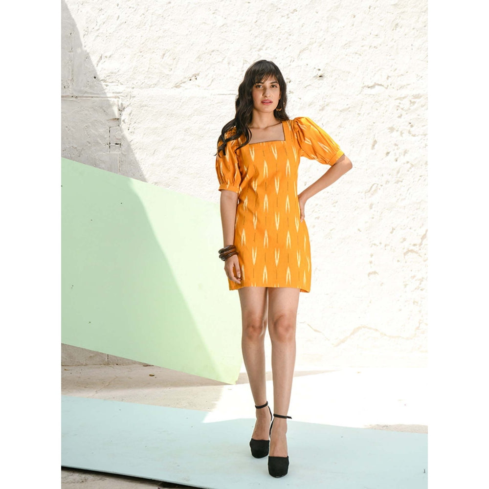 AlterEGO Square Neck Yellow Ikat Dress