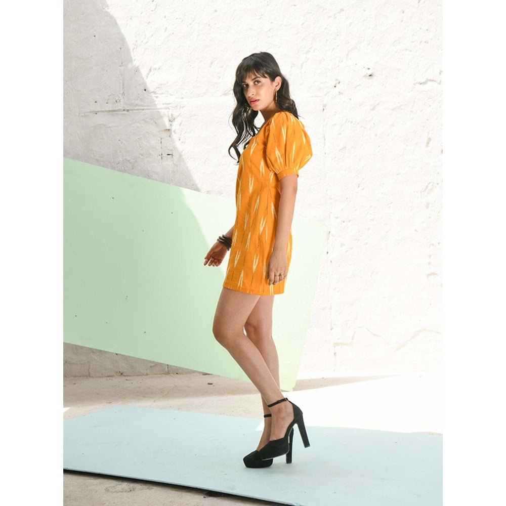 AlterEGO Square Neck Yellow Ikat Dress