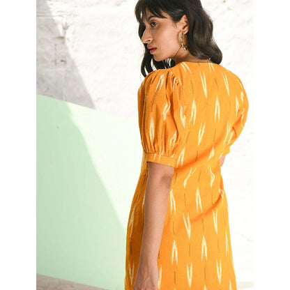 AlterEGO Square Neck Yellow Ikat Dress