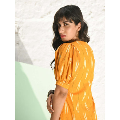 AlterEGO Square Neck Yellow Ikat Dress