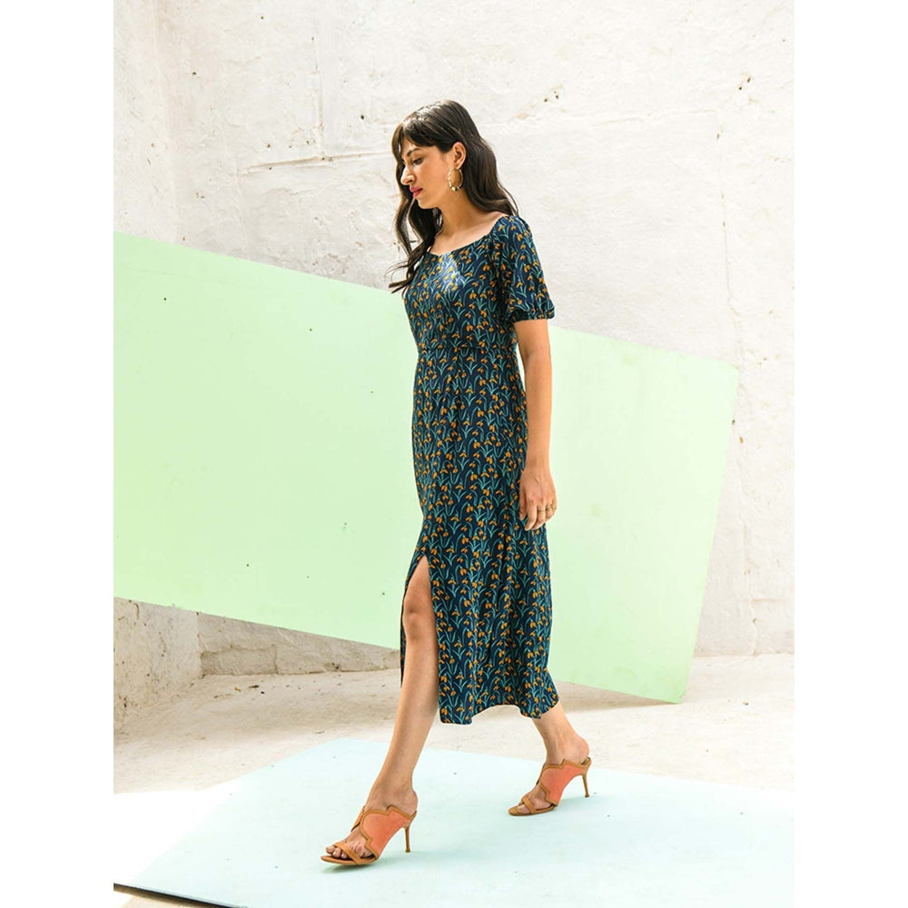 AlterEGO Ditsy Bottle Green Floral Midi