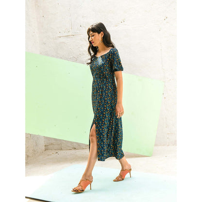AlterEGO Ditsy Bottle Green Floral Midi