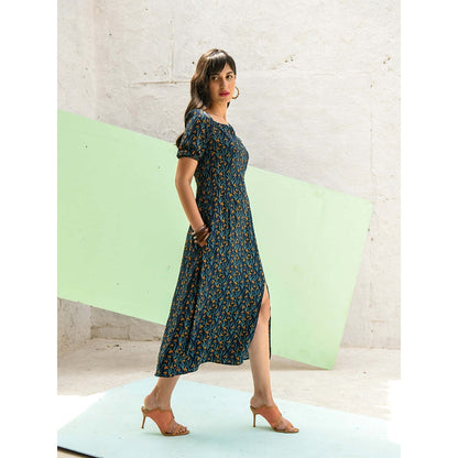 AlterEGO Ditsy Bottle Green Floral Midi
