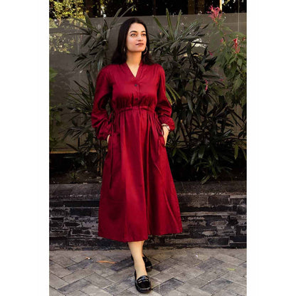 AlterEGO Drawstring Red Shirt Midi