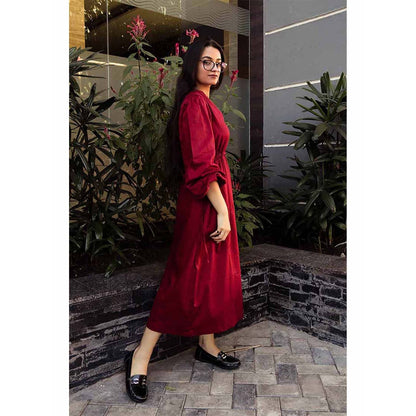 AlterEGO Drawstring Red Shirt Midi