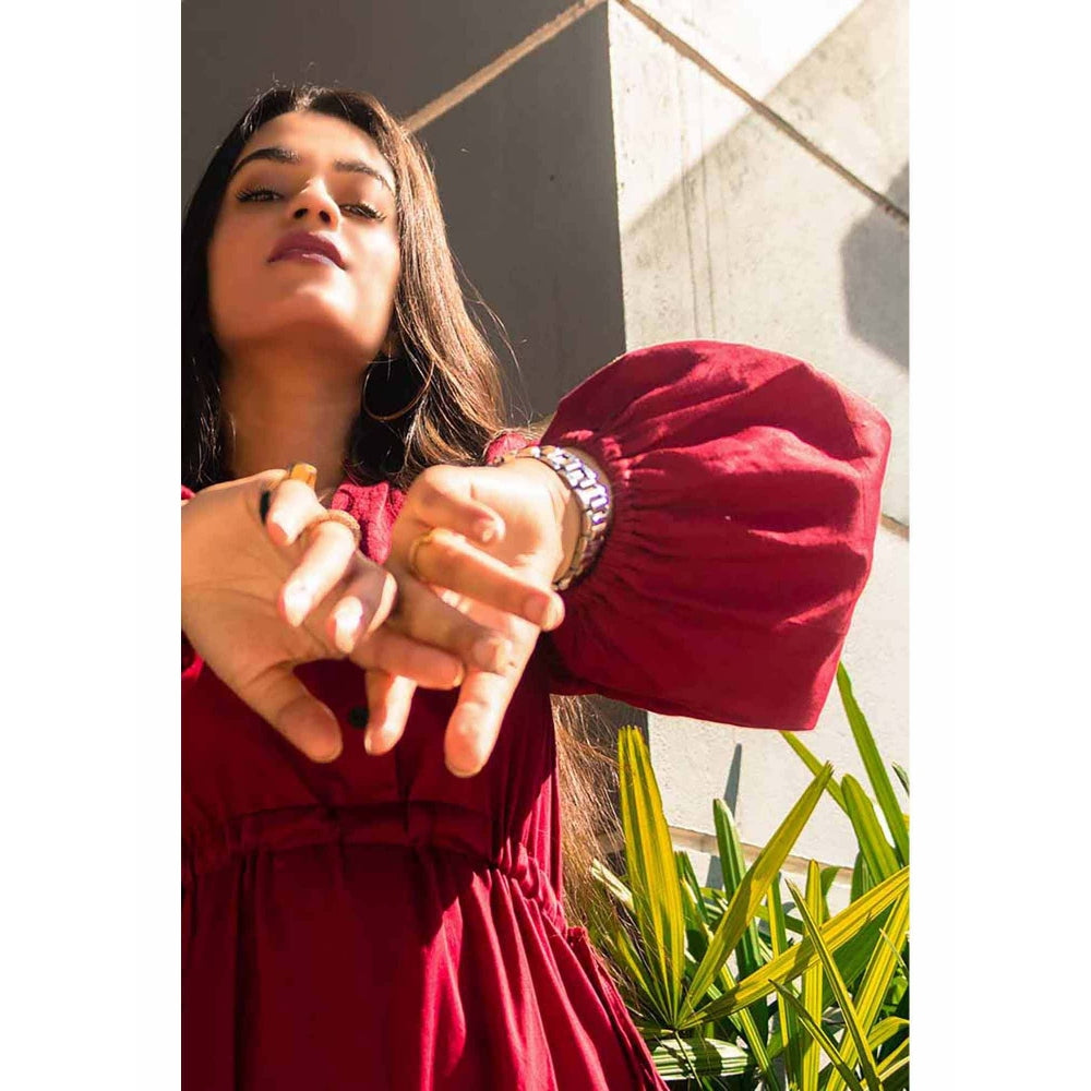 AlterEGO Drawstring Red Shirt Midi