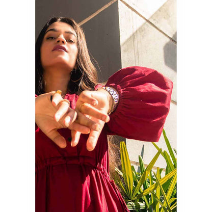 AlterEGO Drawstring Red Shirt Midi