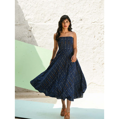 AlterEGO Smocking Back Bandeau Blue Midi