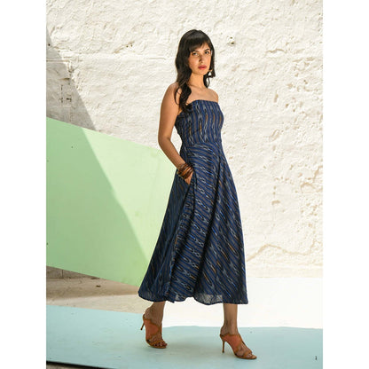 AlterEGO Smocking Back Bandeau Blue Midi