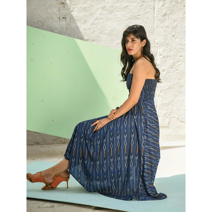 AlterEGO Smocking Back Bandeau Blue Midi