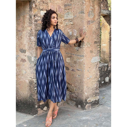 AlterEGO Tie Up Blue Ikat Midi