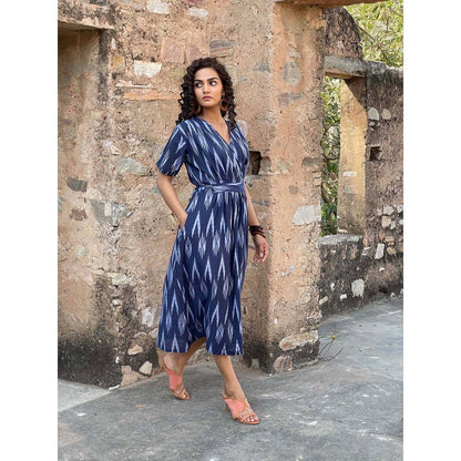 AlterEGO Tie Up Blue Ikat Midi