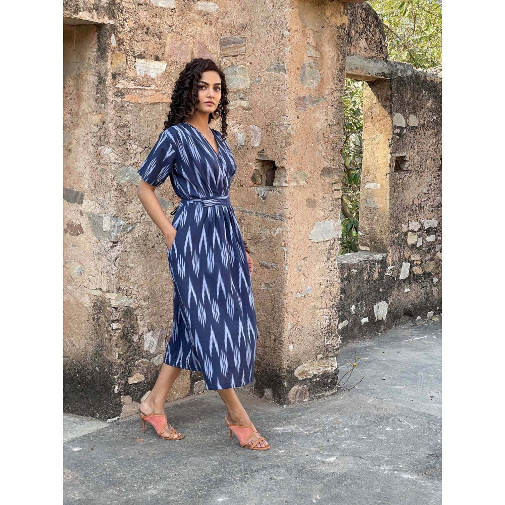 AlterEGO Tie Up Blue Ikat Midi