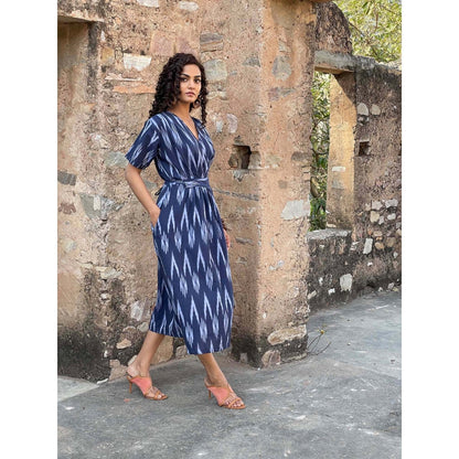 AlterEGO Tie Up Blue Ikat Midi