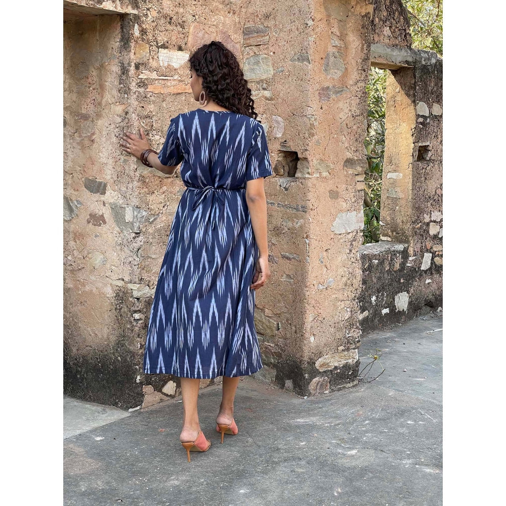 AlterEGO Tie Up Blue Ikat Midi
