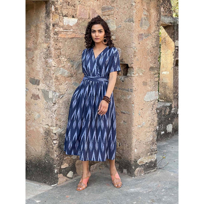 AlterEGO Tie Up Blue Ikat Midi