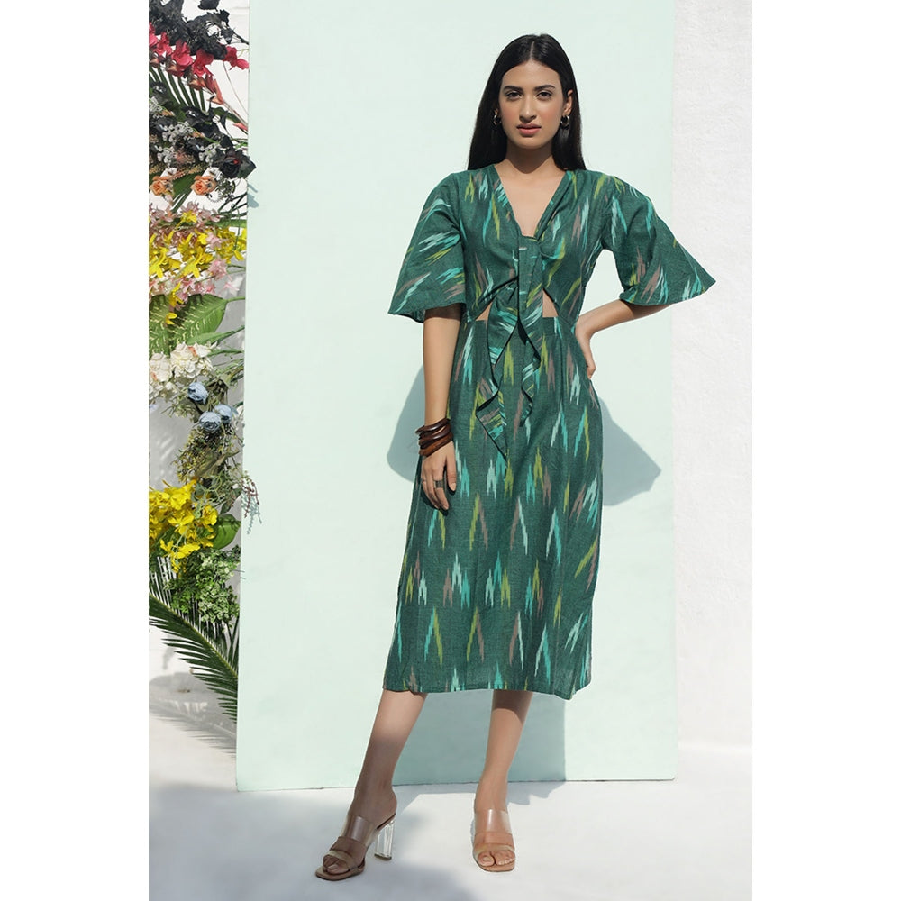 AlterEGO Front Knot Up Ikat Midi Dress