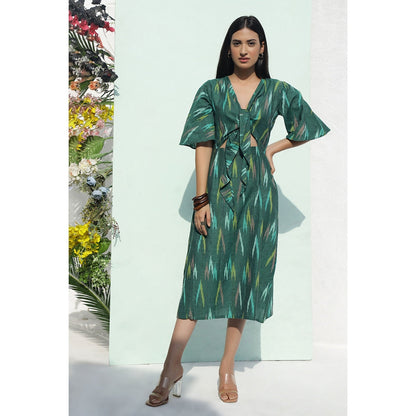 AlterEGO Front Knot Up Ikat Midi Dress