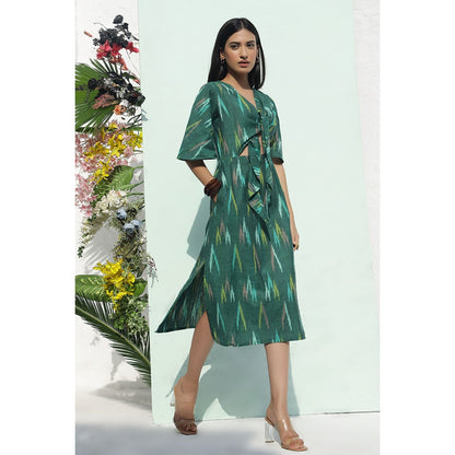 AlterEGO Front Knot Up Ikat Midi Dress