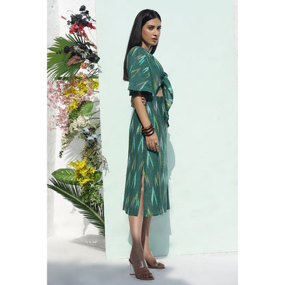 AlterEGO Front Knot Up Ikat Midi Dress