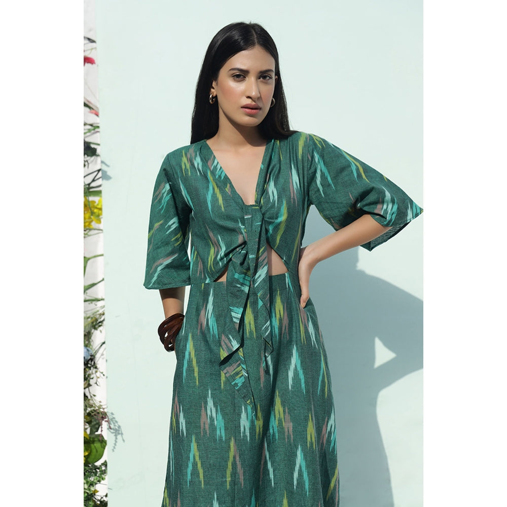 AlterEGO Front Knot Up Ikat Midi Dress