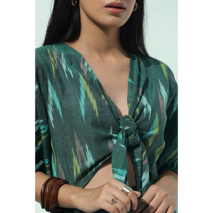 AlterEGO Front Knot Up Ikat Midi Dress