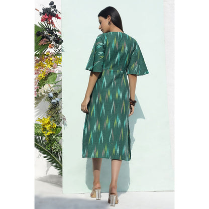 AlterEGO Front Knot Up Ikat Midi Dress