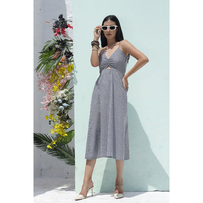 AlterEGO Ruched Cutout Midi Dress
