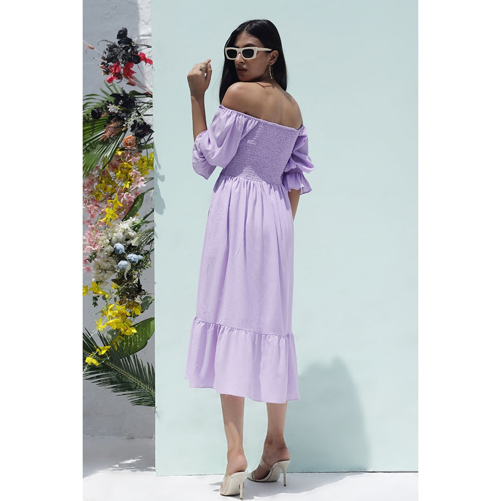 AlterEGO Smocking Lavender Midi Dress