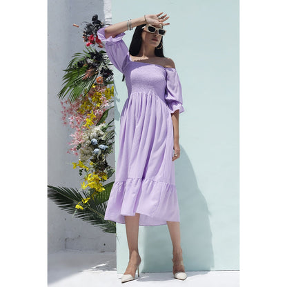 AlterEGO Smocking Lavender Midi Dress