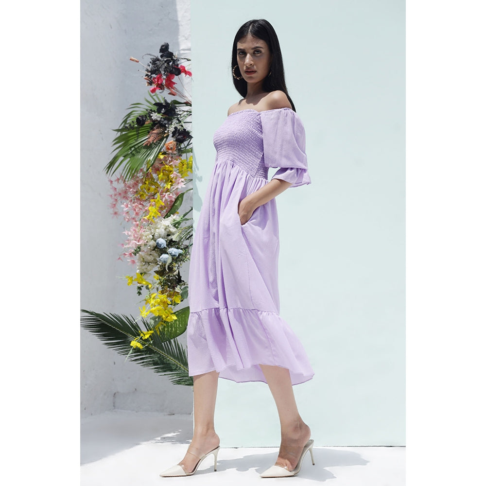 AlterEGO Smocking Lavender Midi Dress