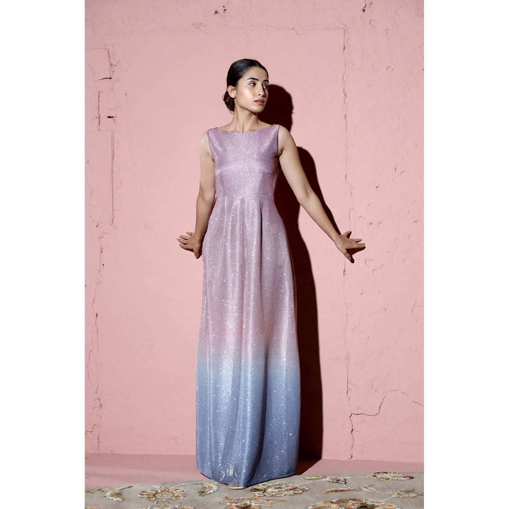 AlterEGO Sabrina Bateau Neck Ombre Shimmer Maxi