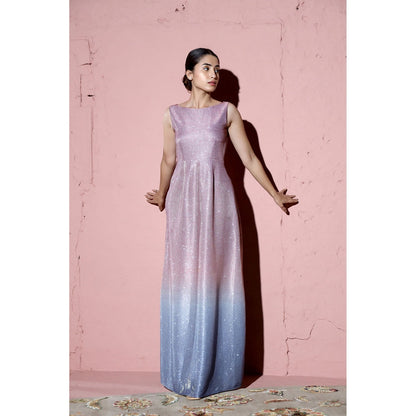 AlterEGO Sabrina Bateau Neck Ombre Shimmer Maxi